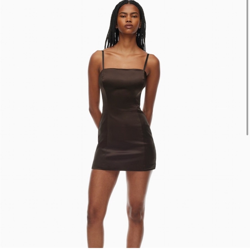 Aritzia Satin Brown Mini Dress